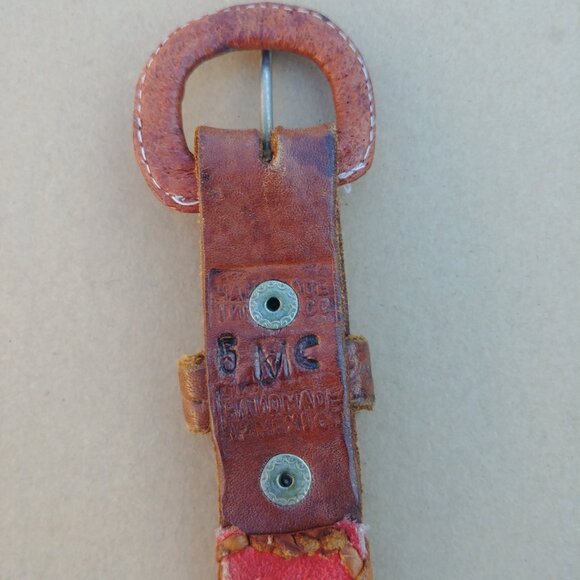 Handmade in Mexico brown red leather belt with braided detailing - Picture 8 of 10